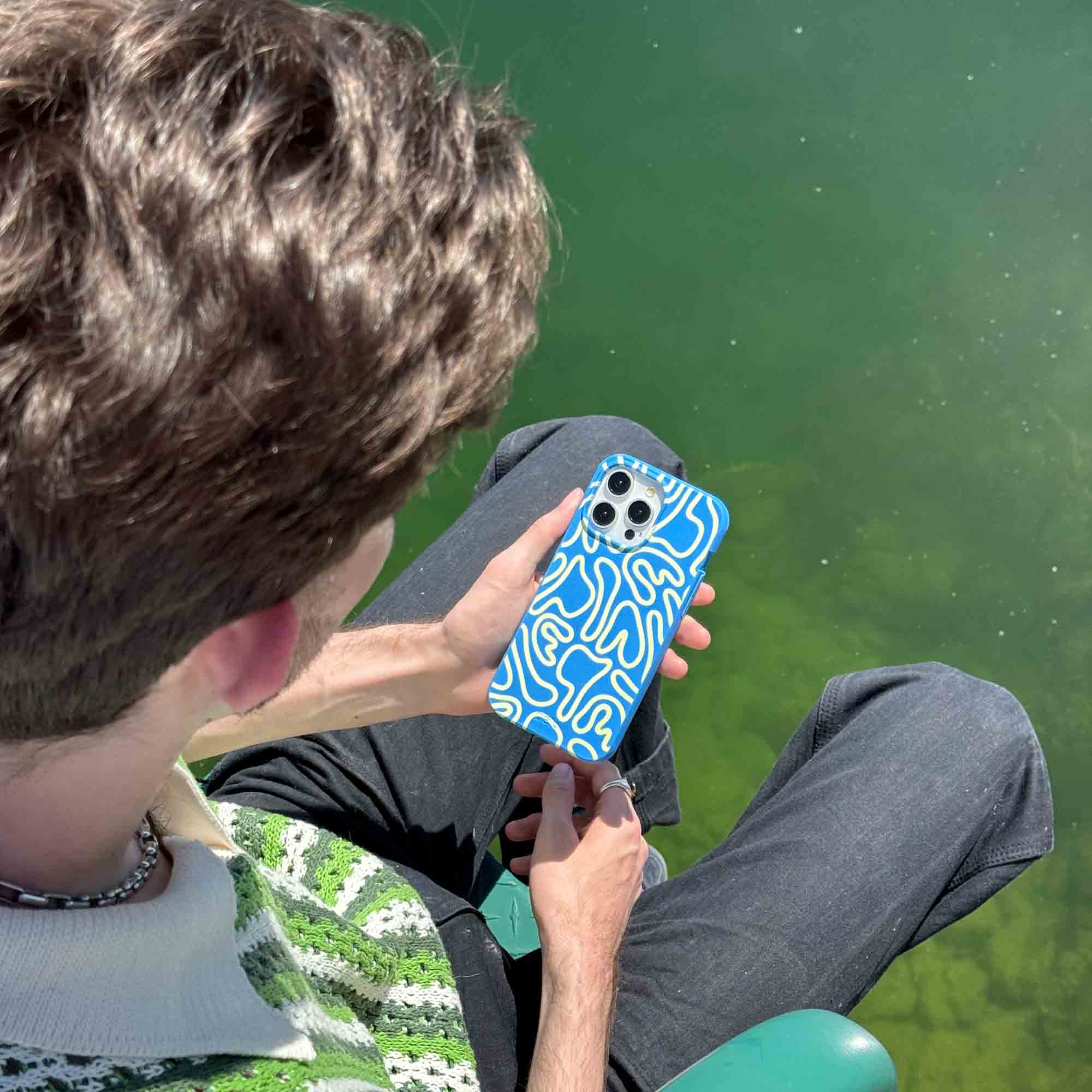 Electric Blue Dizzy Dreams iPhone 13 Case - image 2