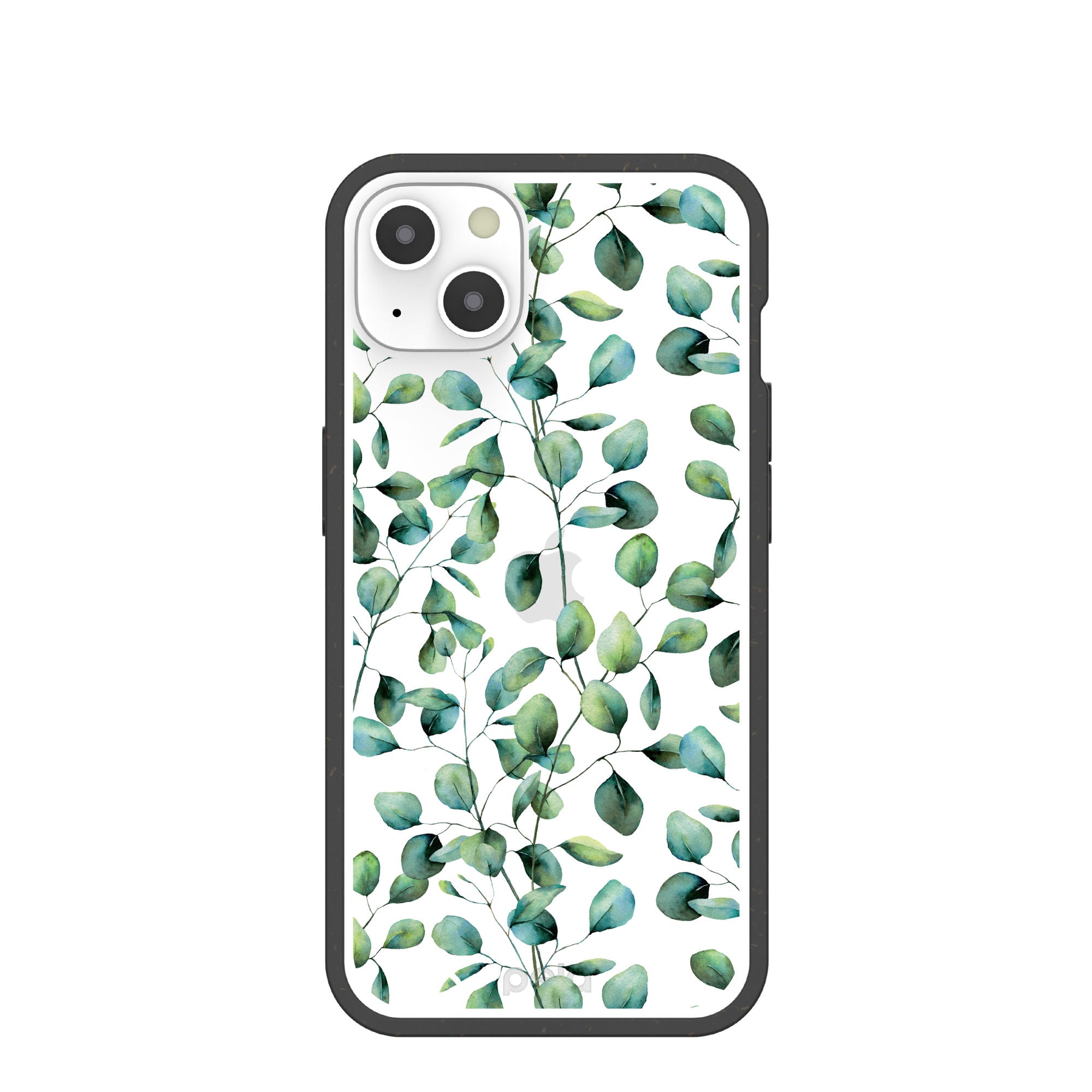 Clear Eucalyptus iPhone 13 Case With Black Ridge Pela Case