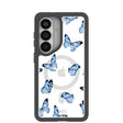Clear Blue Butterflies Samsung Galaxy S26 Case With Noir Ridge (Magnetic Charging included)