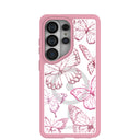 Clear Butterfly Effect Samsung Galaxy S26 Ultra Case With Petal Pink Ridge (Magnetic Charging included)