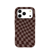 Chocolate Brown Cafe Check iPhone 17 Pro Case