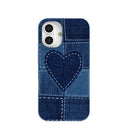 Powder Blue Denim Heart iPhone 16 Case