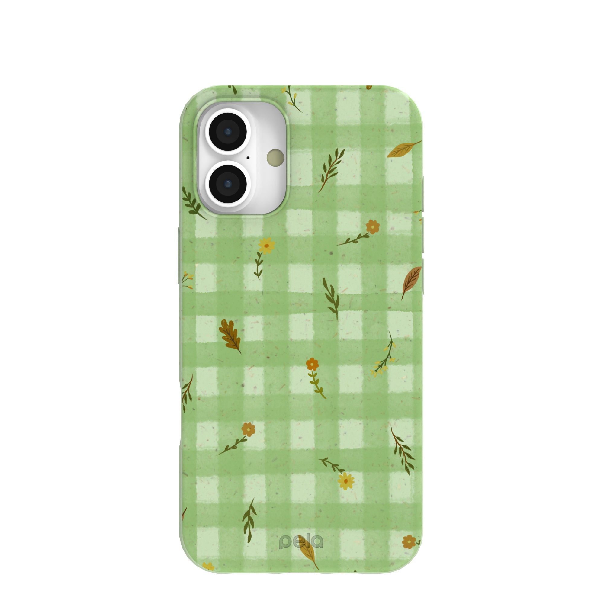 Sage Green Fall Gingham iPhone 16 Plus Case Pela Case