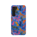 Electric Blue Jungle Cat Samsung Galaxy S25 Case