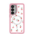 Clear Little Cherries Samsung Galaxy S26 Case With Petal Pink Ridge (Magnetic Charging included)