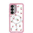 Clear Little Cherries Samsung Galaxy S26 Case With Petal Pink Ridge (Magnetic Charging included)