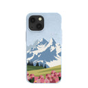 Powder Blue Mountains and Blooms iPhone 13 Mini Case