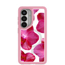 Clear Pink Orchids Samsung Galaxy S26 Case With Petal Pink Ridge (Magnetic Charging included)