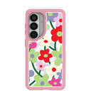 Clear Poppy Flora Samsung Galaxy S26 Case With Petal Pink Ridge (Magnetic Charging included)