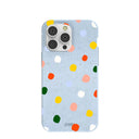 Powder Blue Rainbow Dots iPhone 14 Pro Max Case