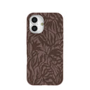 Chocolate Brown Rustic Leaves iPhone 16 Case