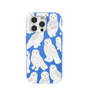 Electric Blue Snowy Owls iPhone 15 Pro Case