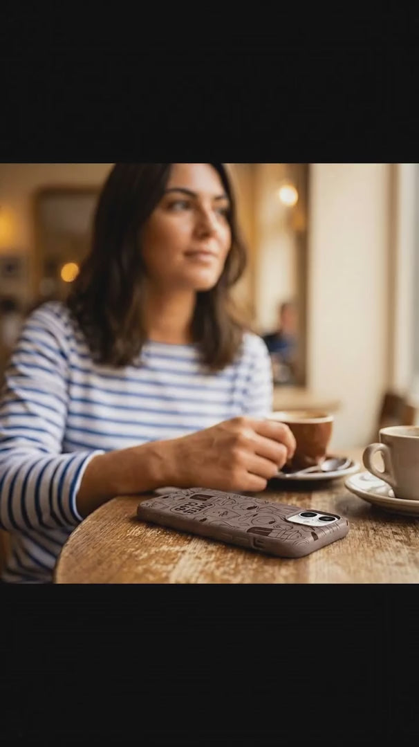 Chocolate Brown Coffee Club iPhone 16 Pro Case - Product video demonstration