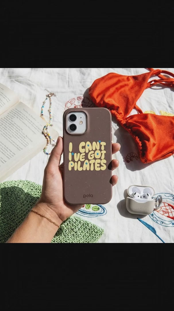 Chocolate Brown Ive got Pilates iPhone 16 Case - Product video demonstration