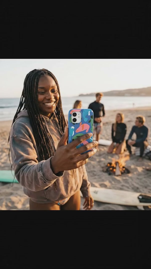 Electric Blue Sea Cows iPhone 16 Pro Case - Product video demonstration