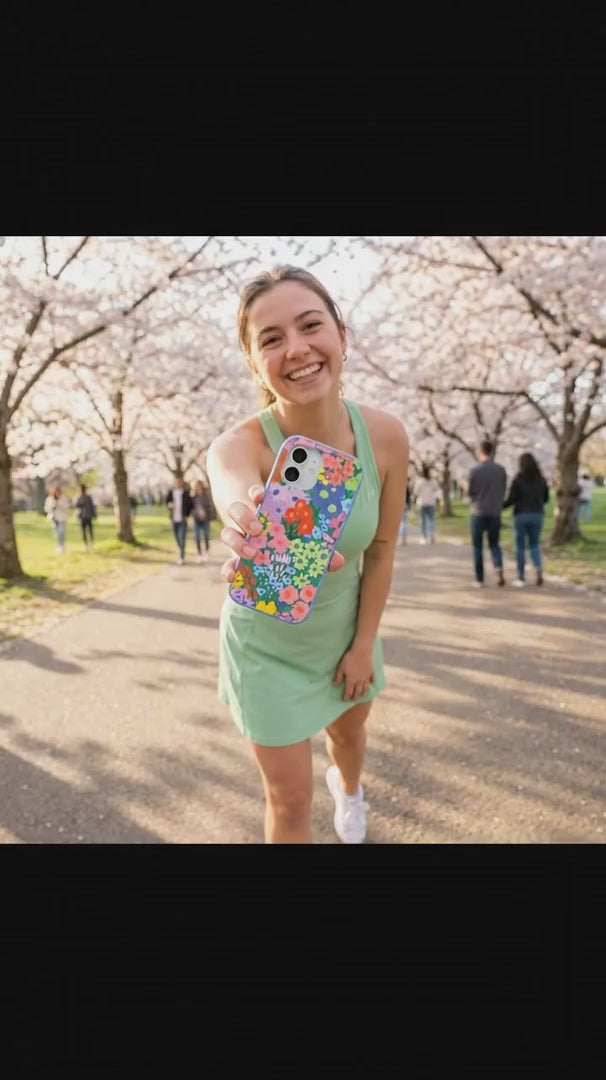 Electric Blue Painted Garden iPhone 17 Pro Case - Product video demonstration