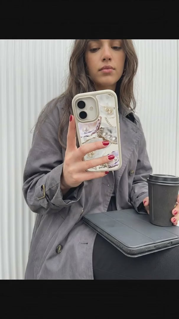 Clear Moonlit Oyster iPhone 17 Pro Case With London Fog Ridge (MagSafe included) - Product video demonstration