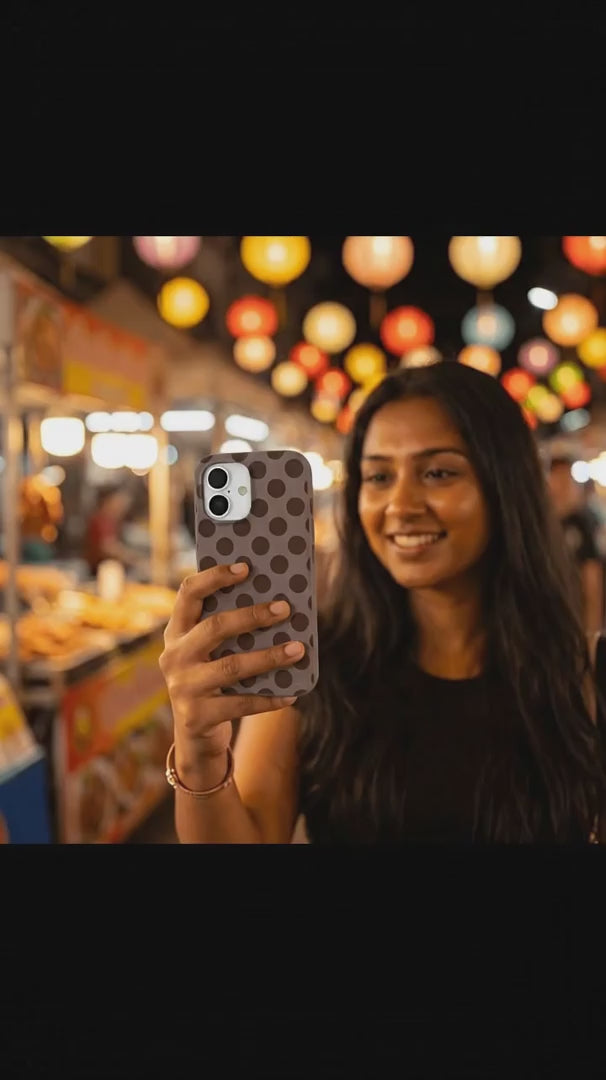 Chocolate Brown Cocoa Sprinkle iPhone 15 Case - Product video demonstration