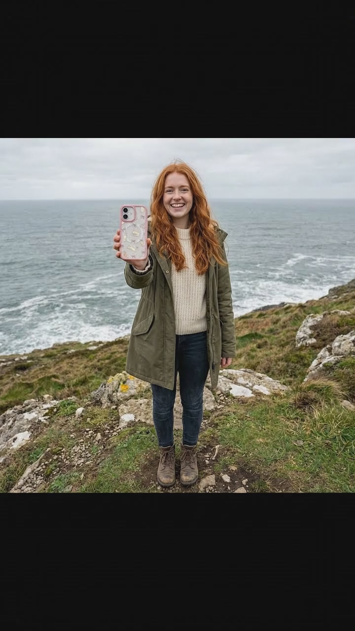 Clear Purrfection iPhone 17 Case With Petal Pink Ridge (MagSafe included) - Product video demonstration