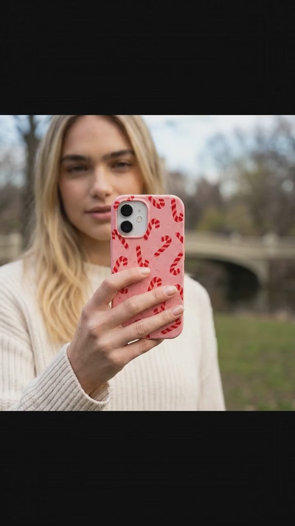 Bubblegum Pink Candy Cane Chaos iPhone 15 Case - Product video demonstration