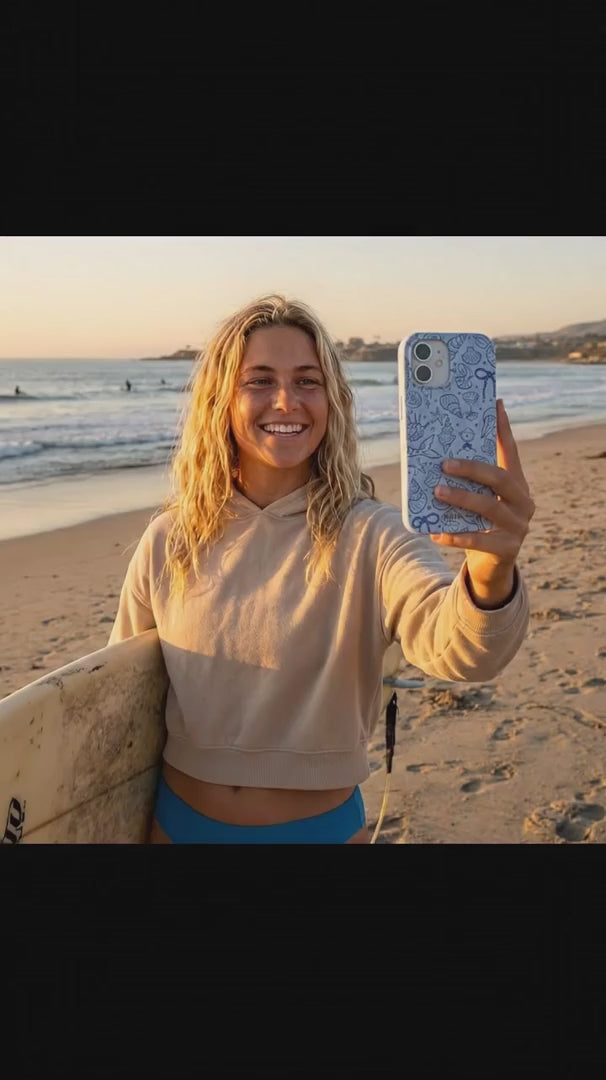 Powder Blue Ocean Charms iPhone 16 Case - Product video demonstration