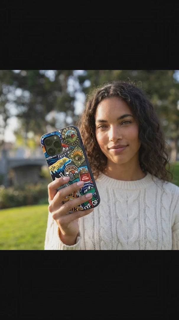 Black Trail Stickers iPhone 16 Case - Product video demonstration