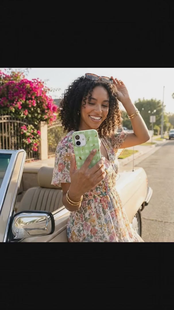 Sage Green Fall Gingham iPhone 16 Pro Max Case - Product video demonstration