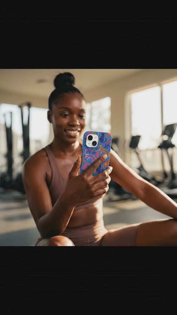 Electric Blue Jungle Cat iPhone 16 Pro Max Case - Product video demonstration