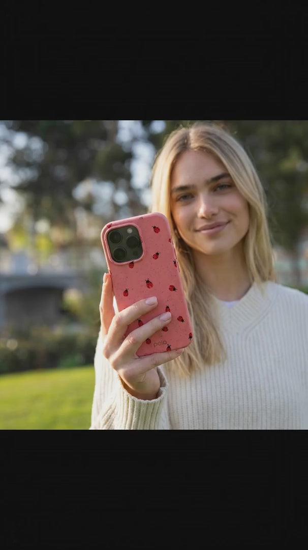 Bubblegum Pink Rosy Ladybug iPhone 15 Pro Case - Product video demonstration