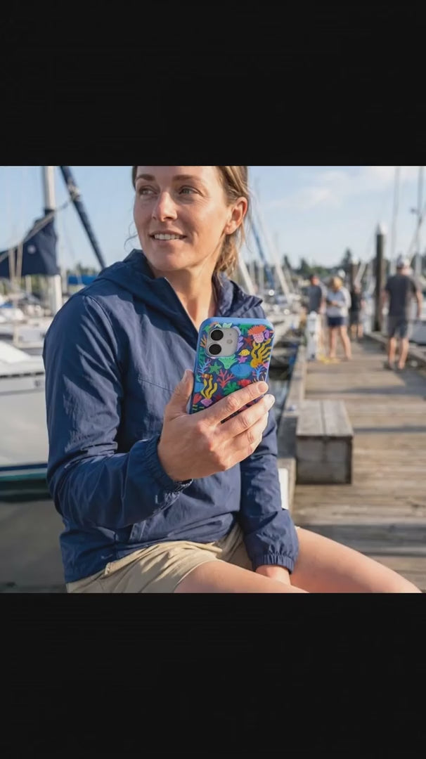 Electric Blue Underwater Blooms iPhone 17 Pro Case - Product video demonstration