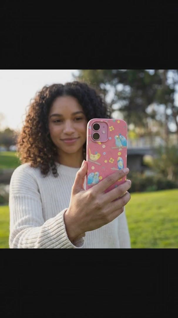 Bubblegum Pink Budgie Daydream iPhone 16 Case - Product video demonstration