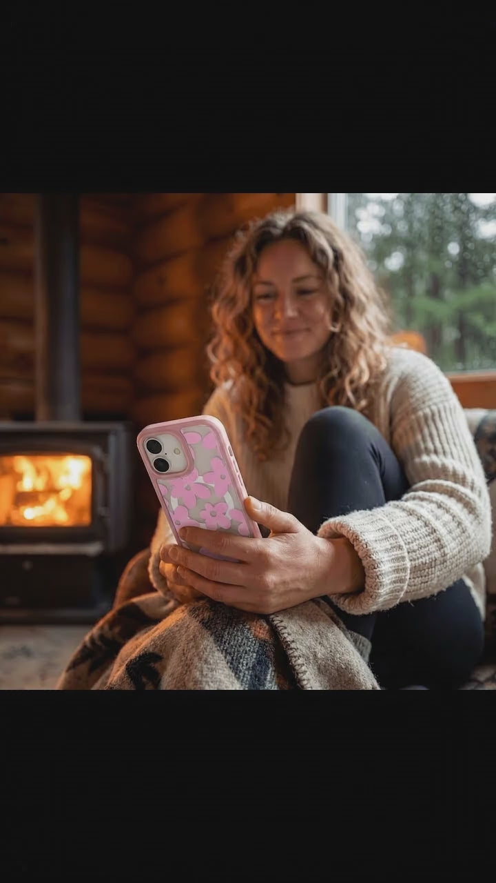 Clear Pink Blooms iPhone 17 Case With Petal Pink Ridge (MagSafe included) - Product video demonstration