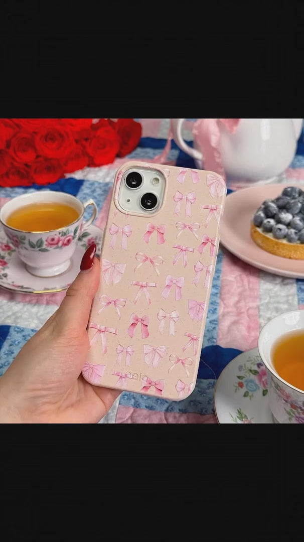 Seashell Rosy Bows iPhone 15 Case - Product video demonstration