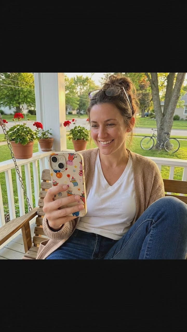 Seashell Cat Clowns iPhone 17 Case - Product video demonstration