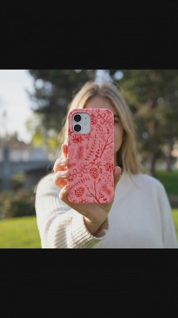 Bubblegum Pink Festive Forest iPhone 15 Case - Product video demonstration