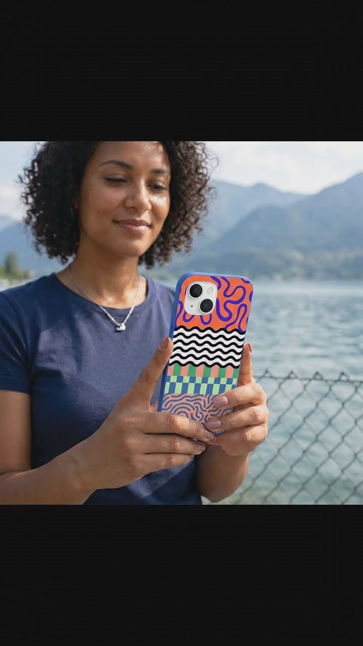 Electric Blue Tangerine Mix iPhone 17 Case - Product video demonstration