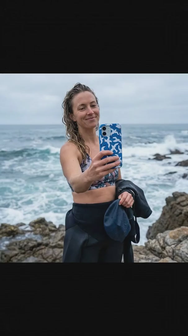 Electric Blue Seagulls iPhone 16 Case - Product video demonstration