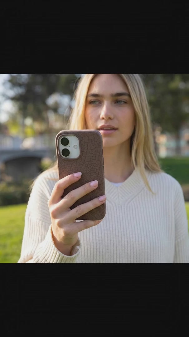 Chocolate Brown Leaf Veins iPhone 16 Case - Product video demonstration