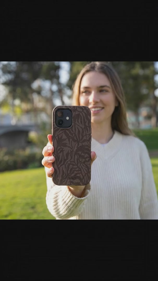 Chocolate Brown Rustic Leaves iPhone 15 Pro Case - Product video demonstration