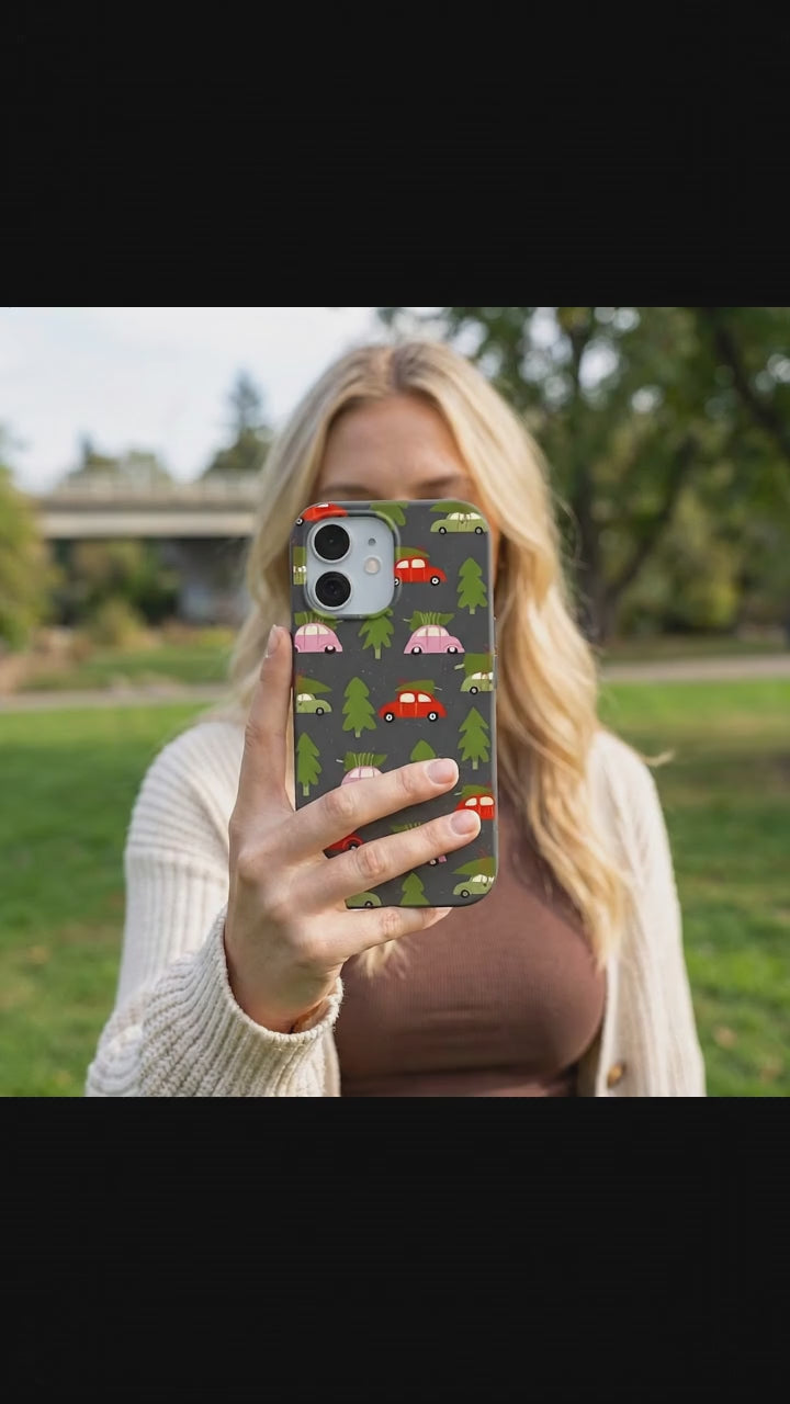 Black Holiday Caravan iPhone 17 Case - Product video demonstration