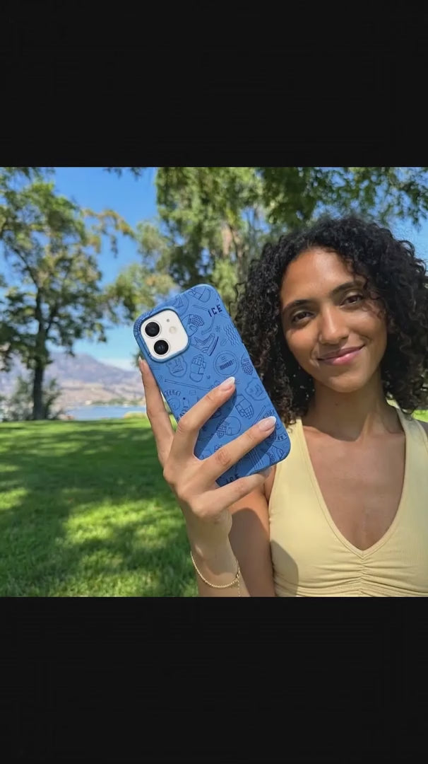Electric Blue Hockey Postage iPhone 16 Case - Product video demonstration