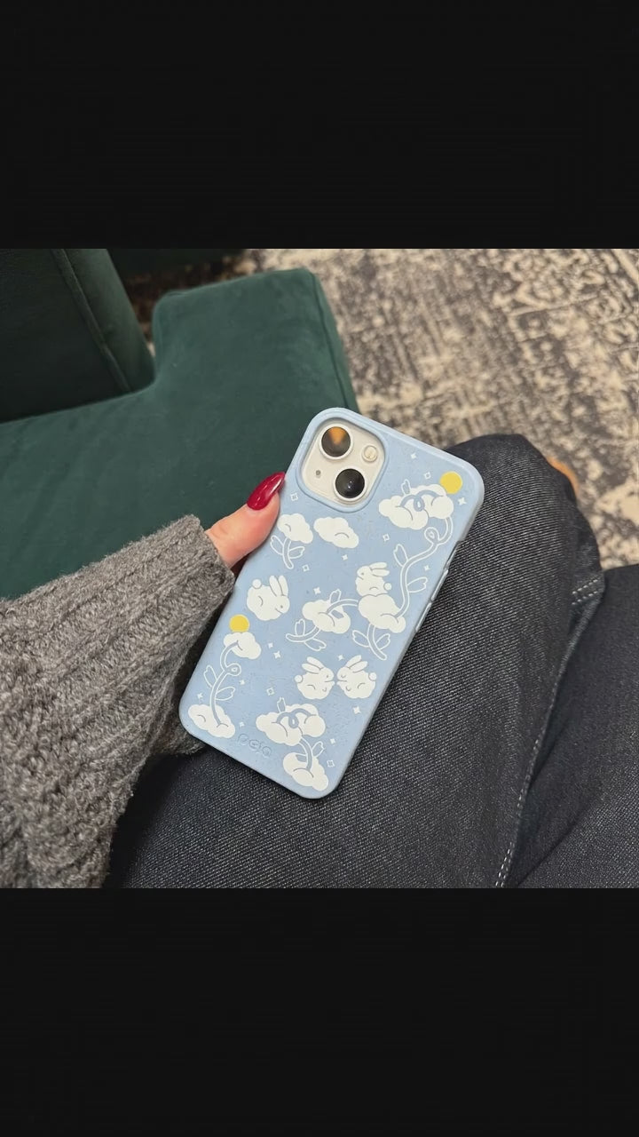 Powder Blue Fluffy Flower iPhone 17 Case - Product video demonstration