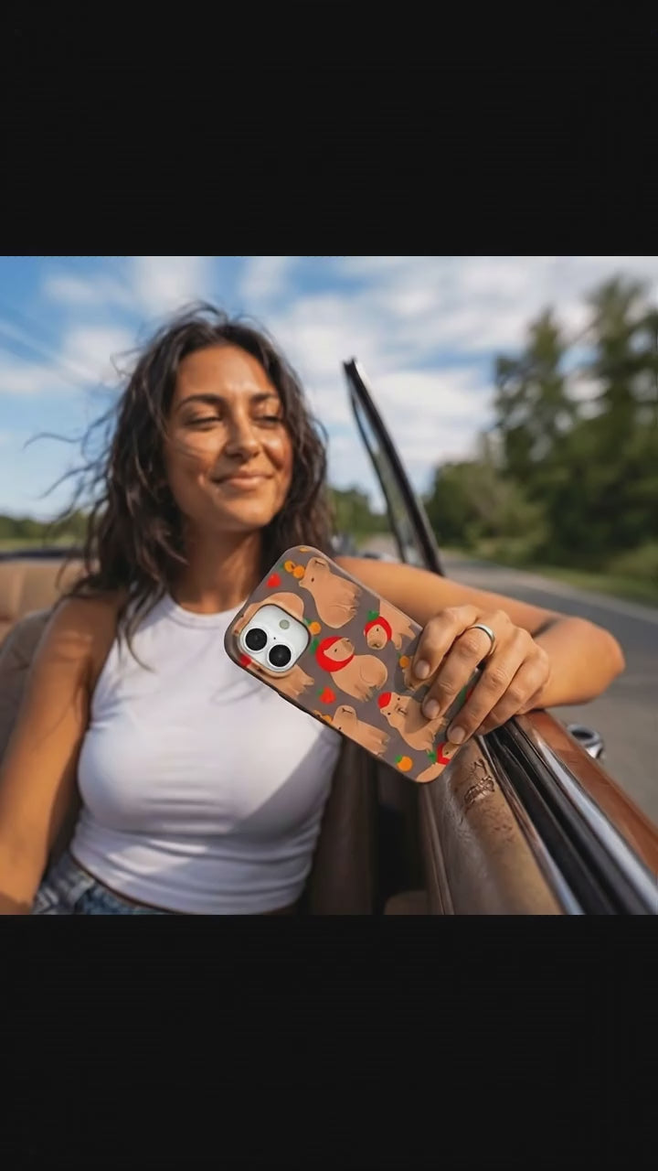 Chocolate Brown Sweet Capybaras iPhone 17 Case - Product video demonstration