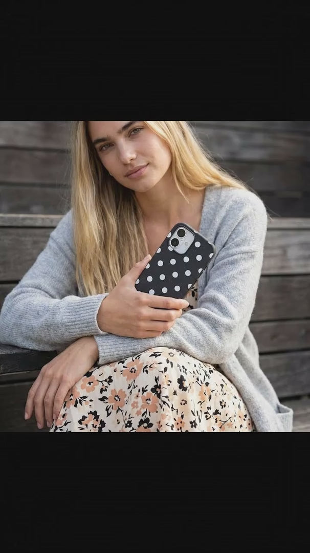Black Polka Confetti iPhone 17 Pro Case - Product video demonstration