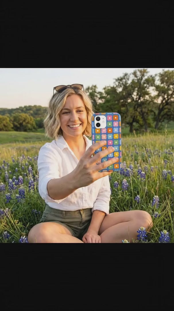 Electric Blue Petal Pop iPhone 16 Case - Product video demonstration