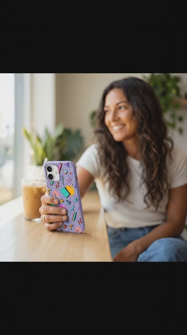 Lavender Retro Grid iPhone 15 Case - Product video demonstration