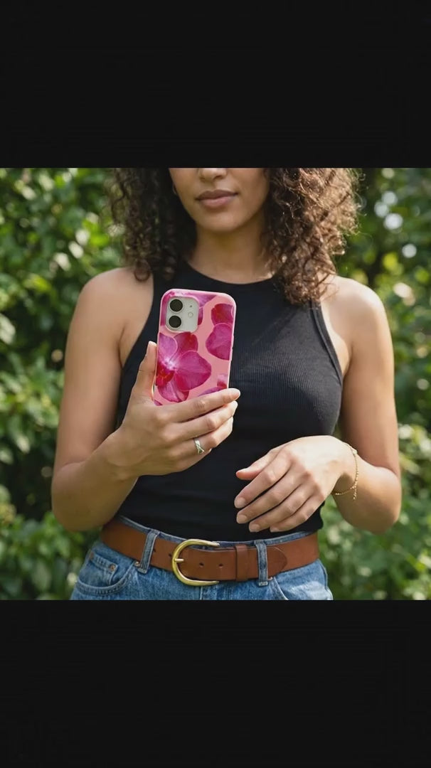 Bubblegum Pink Pink Orchids iPhone 17 Pro Case - Product video demonstration