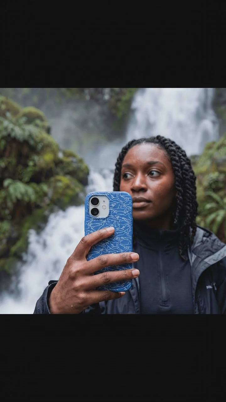 Electric Blue Shark Frenzy iPhone 17 Case - Product video demonstration