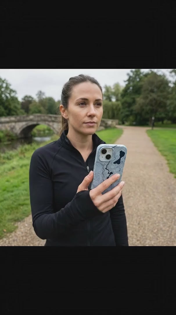 Powder Blue Contour Lines iPhone 15 Case - Product video demonstration