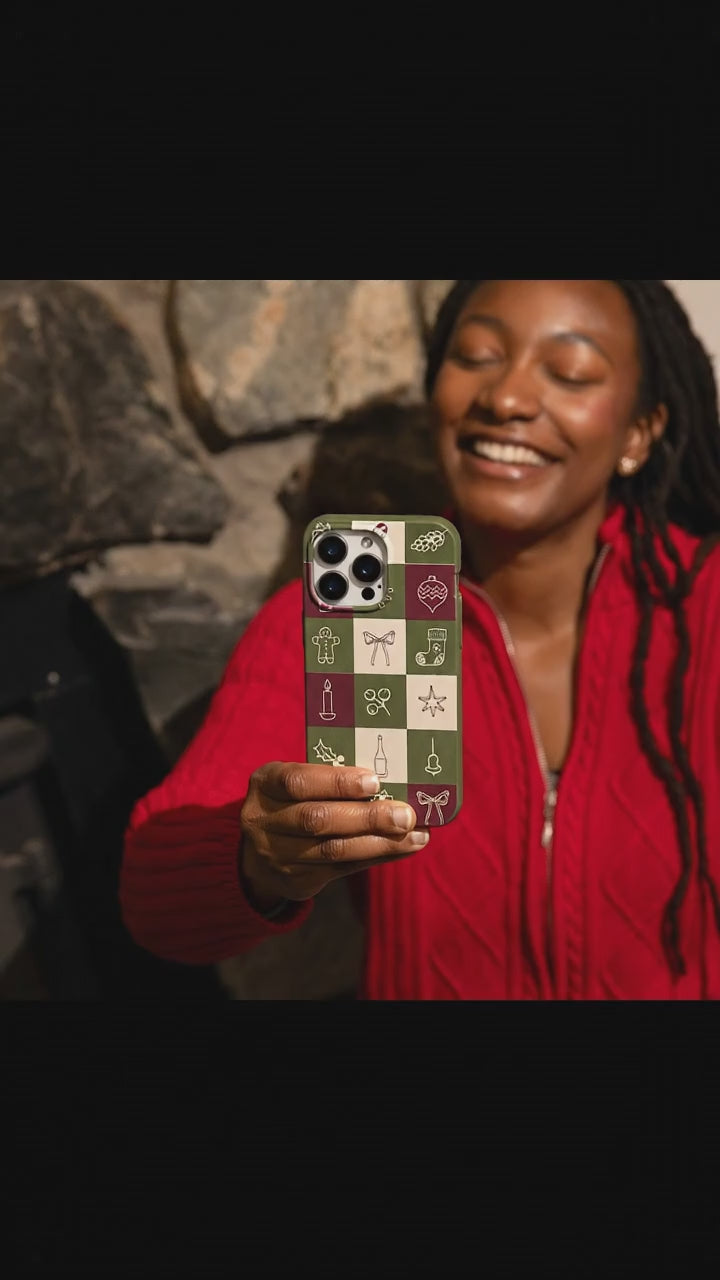 Forest Floor Holiday Squares iPhone 17 Case - Product video demonstration